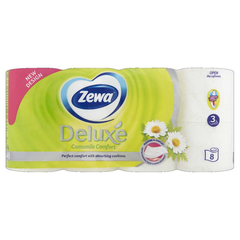 Zewa Deluxe toalettpapír 3 rétegű 8 tekercs Camomile Comfort