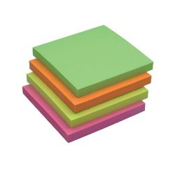   Öntap. jegyzettömb 76x76mm rainbow neon 4x3x80lap Q-Connect KF10508