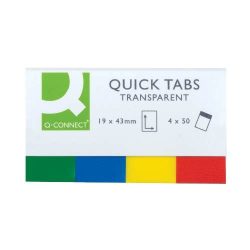 Öntap.oldaljelölő átlátszó színes szélű 19x43mm 4x40lap Q-Connect KF01225/KF01907
