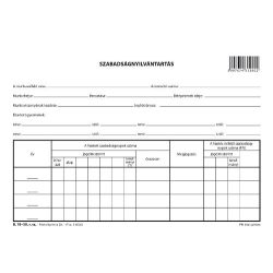 Szabadság nyilvántrtó lap A/5 fekvő B.18-50 Pátria