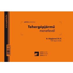   Tehergépjármű menetlevél 100 lapos tömb A/5 fekvő D.GEPJ.21/5