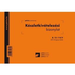 Készlet kivételi bizonylat 25x4lap B.12-114/V Pátria