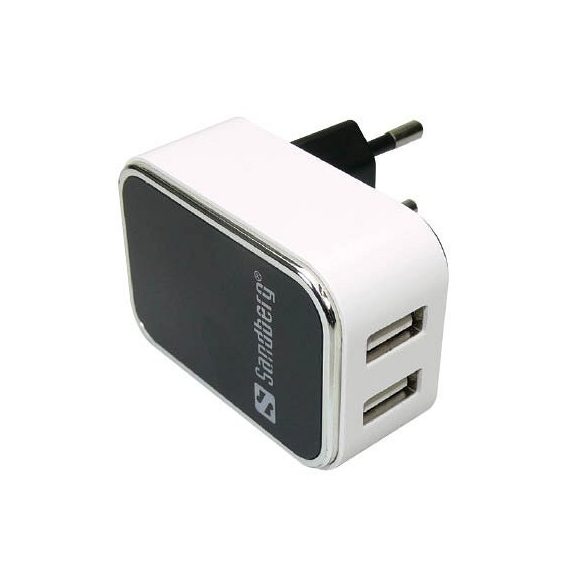 Hálózati töltőfej SANDBERG 2x USB, univerzális, 2400 mAh / 1000 mAh