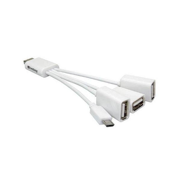 USB elosztó-HUB SANDBERG 3 USB port, 1 microUSB port