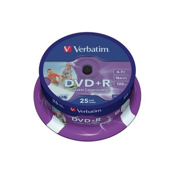 DVD+R Verbatim 4,7GB 16x nyomtatható 25db/henger 43539