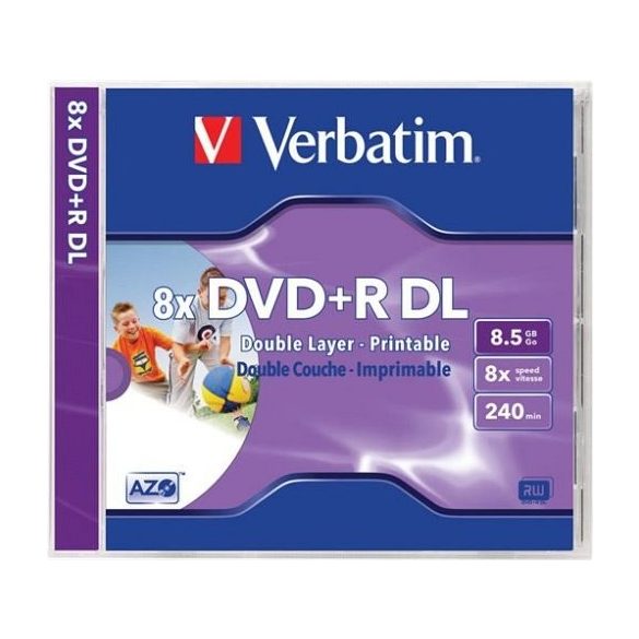DVD+R Verbatim 8,5GB 8x kétrétegű nyomtatható, normál tok "Double Layer"