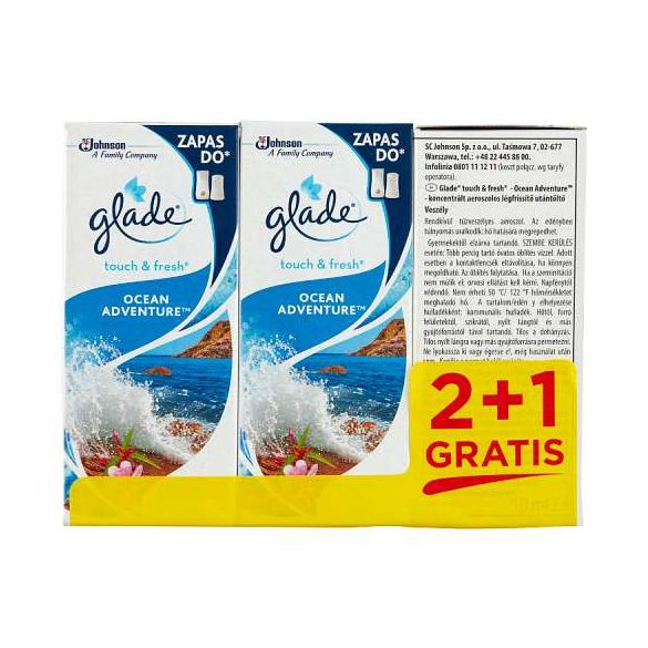 Glade® Touch&Fresh utántöltő 10 ml 2+1 Ocean Adventures - Ti