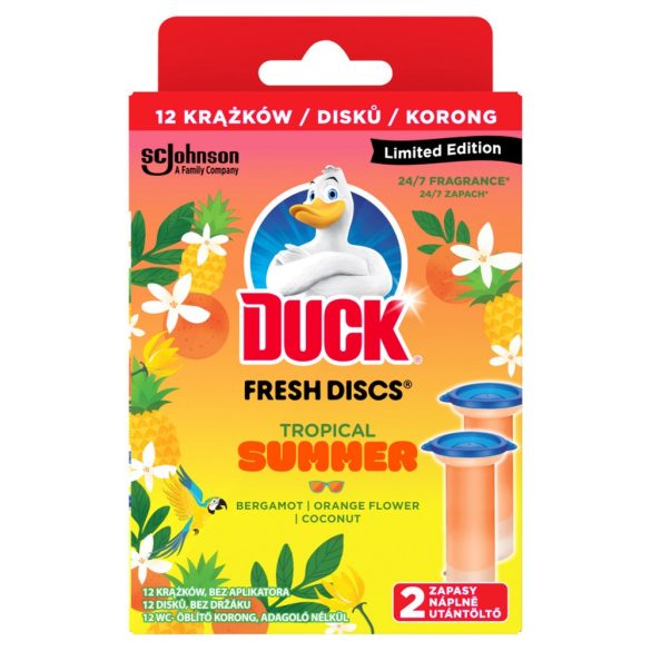 Duck® Fresh Discs zselés WC-öblítő korong utántöltő 2x36 ml Tropical Summer