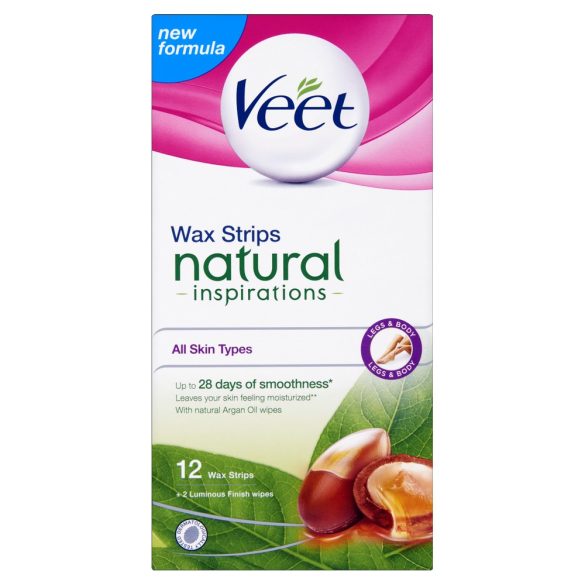 VEET Használatra kész hideggyanta szalagok 12 db Natural Inspirations Argán olajjal lábra