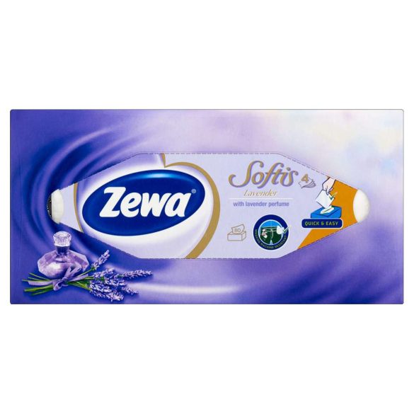 Zewa Softis papírzsebkendő 4 rétegű dobozos 80 db Levendula
