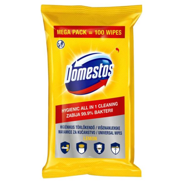 DOMESTOS higiénikus törlőkendő 100 db Lemon